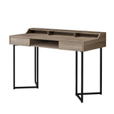 22" x 48" x 32.75" Dark Taupe Black Metal Computer Desk