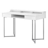 22" x 48" x 32" WhitewithSilver Metal Computer Desk