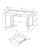 22" x 48" x 32" WhitewithSilver Metal Computer Desk