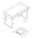 22" x 48" x 30" White Silver Metal Computer Desk