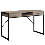 22" x 48" x 30" Dark Taupe Black Metal Computer Desk