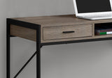 22" x 48" x 30" Dark Taupe Black Metal Computer Desk