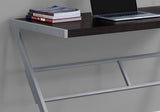 22" x 48" x 30" Cappuccino Silver Mdf Metal Computer Desk