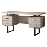 23.75" x 60" x 30.25" Taupe Black Particle Board Hollow Core Metal Computer Desk