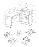 59" x 62.75" x 44.75" Taupe Particle Board Hollow Core Computer Desk