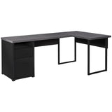 47.25" x 78.75" x 30" Black Grey Particle Board Hollow Core Metal  Computer Desk