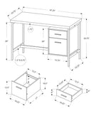 23.75" x 47.25" x 30.75" Black Grey Particle Board Hollow Core Metal Computer Desk