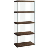 12" x 24" x 58.75" Brown Particle Board Tempered Glass Bookcase