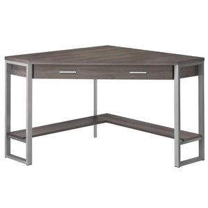 42" x 42" x 30" Dark Taupe  Silver  Particle Board  Hollow Core  Metal   Computer Desk