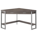 Dark Taupe Silver Particle Board Hollow Core Metal Computer Desk