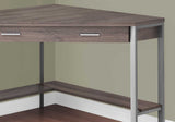 42" x 42" x 30" Dark Taupe  Silver  Particle Board  Hollow Core  Metal   Computer Desk