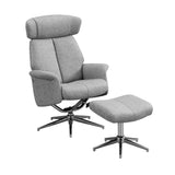 44" x 47" x 59" Grey Finish Foam and Metal Swivel Reclining Chair with Adjustable Headrest