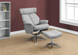44" x 47" x 59" Grey Finish Foam and Metal Swivel Reclining Chair with Adjustable Headrest