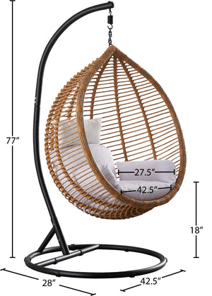Tarzan Fabric / Rattan / Steel / Foam Contemporary Natural Color Outdoor Patio Swing Chair - 42.5" W x 28" D x 77" H