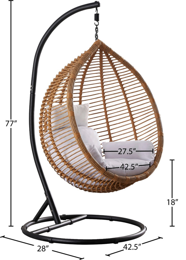 Tarzan Fabric / Rattan / Steel / Foam Contemporary Natural Color Outdoor Patio Swing Chair - 42.5" W x 28" D x 77" H