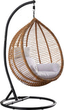 Tarzan Fabric / Rattan / Steel / Foam Contemporary Natural Color Outdoor Patio Swing Chair - 42.5" W x 28" D x 77" H
