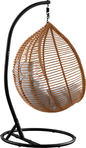 Tarzan Fabric / Rattan / Steel / Foam Contemporary Natural Color Outdoor Patio Swing Chair - 42.5" W x 28" D x 77" H