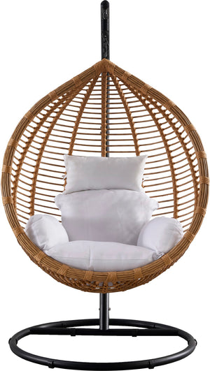 Tarzan Fabric / Rattan / Steel / Foam Contemporary Natural Color Outdoor Patio Swing Chair - 42.5" W x 28" D x 77" H
