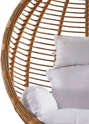 Tarzan Fabric / Rattan / Steel / Foam Contemporary Natural Color Outdoor Patio Swing Chair - 42.5" W x 28" D x 77" H