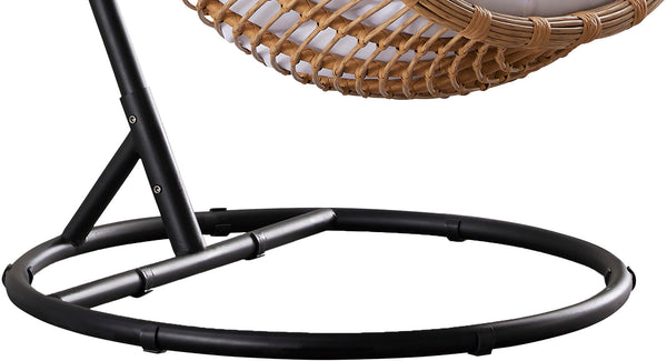 Tarzan Fabric / Rattan / Steel / Foam Contemporary Natural Color Outdoor Patio Swing Chair - 42.5" W x 28" D x 77" H