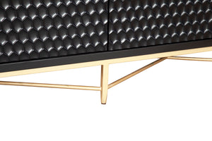 Black Pearl Dresser - Contemporary 7-Drawer Storage with Textured Fronts & Gold Accents for Elegance