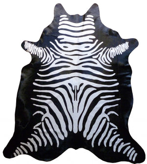 6 Ft Stenciled Reverse Zebra Cowhide