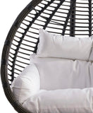 Tarzan Fabric / Rattan / Steel / Foam Contemporary Dark Grey Fabric Outdoor Patio Double Swing Chair - 53.5" W x 29.5" D x 77" H