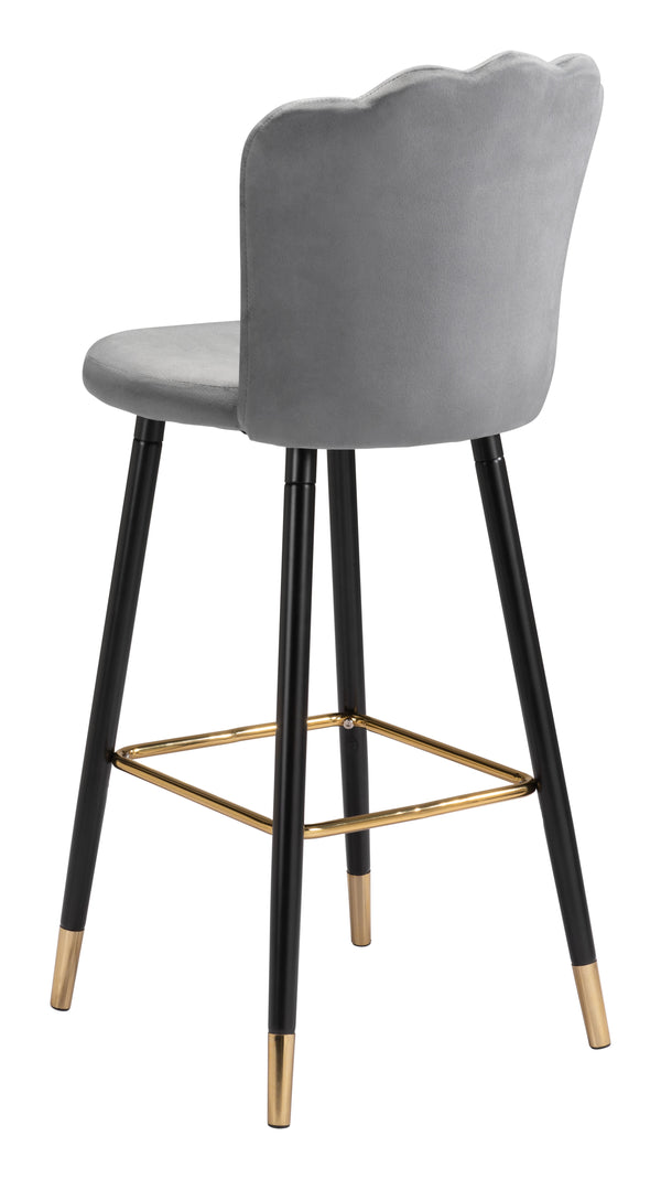 Zuo Modern Zinclair 100% Polyester, Plywood, Steel Modern Commercial Grade Barstool Gray, Black, Gold 100% Polyester, Plywood, Steel