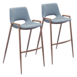 English Elm EE2703 100% Polyurethane, Plywood, Steel Modern Commercial Grade Bar Chair Set - Set of 2 Gray, Walnut 100% Polyurethane, Plywood, Steel