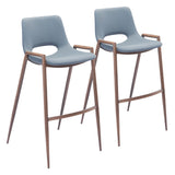 Zuo Modern Desi 100% Polyurethane, Plywood, Steel Modern Commercial Grade Barstool Set - Set of 2 Gray, Walnut 100% Polyurethane, Plywood, Steel