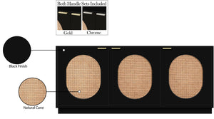 Cane Natural Cane / Engineered Wood / Steel Mid Century Black Sideboard/Buffet - 72" W x 18" D x 30" H