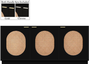 Cane Natural Cane / Engineered Wood / Steel Mid Century Black Sideboard/Buffet - 72" W x 18" D x 30" H