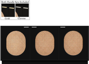 Cane Natural Cane / Engineered Wood / Steel Mid Century Black Sideboard/Buffet - 72" W x 18" D x 30" H