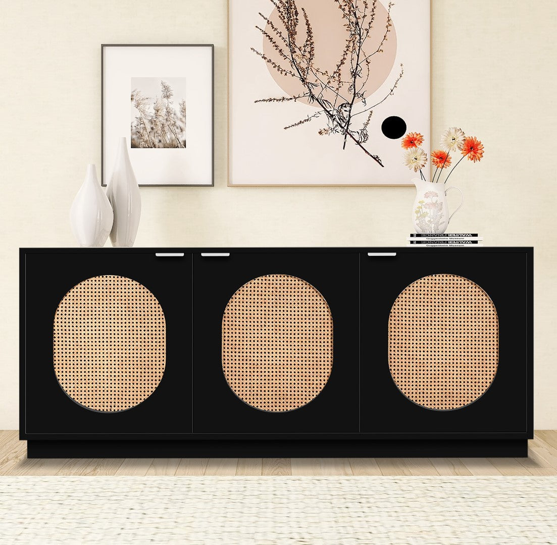 Cane Mid Century Sideboard Buffet - Thumbnail 3