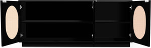 Cane Natural Cane / Engineered Wood / Steel Mid Century Black Sideboard/Buffet - 72" W x 18" D x 30" H