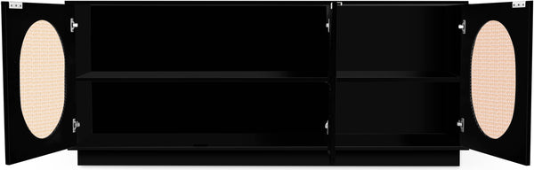 Cane Natural Cane / Engineered Wood / Steel Mid Century Black Sideboard/Buffet - 72" W x 18" D x 30" H