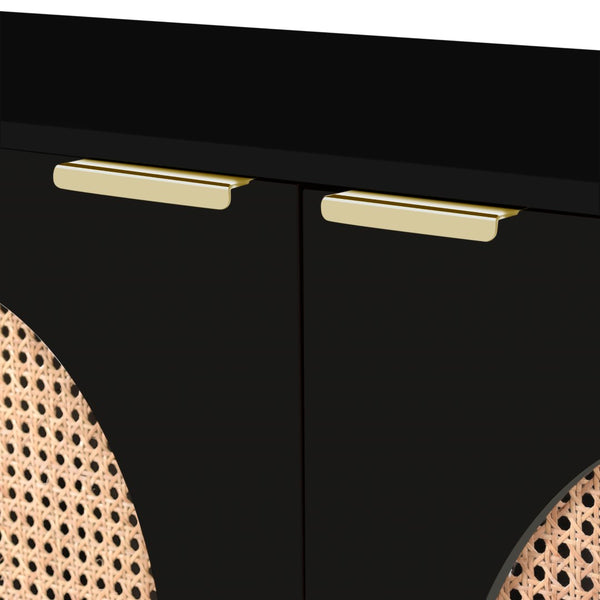 Cane Natural Cane / Engineered Wood / Steel Mid Century Black Sideboard/Buffet - 72" W x 18" D x 30" H