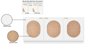 Cane Natural Cane / Engineered Wood / Steel Mid Century White Sideboard/Buffet - 72" W x 18" D x 30" H