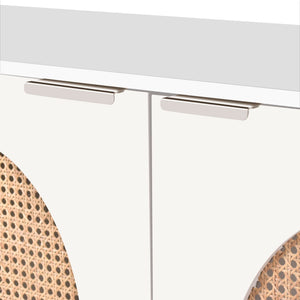 Cane Natural Cane / Engineered Wood / Steel Mid Century White Sideboard/Buffet - 72" W x 18" D x 30" H