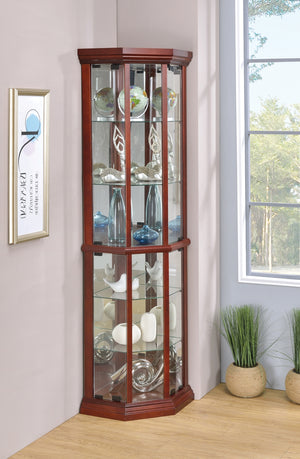 Traditional 6-shelf Corner Curio Cabinet Medium Brown