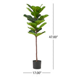 Socorro 4' x 1.5' Artificial Fiddle-Leaf Fig Tree, Green Noble House