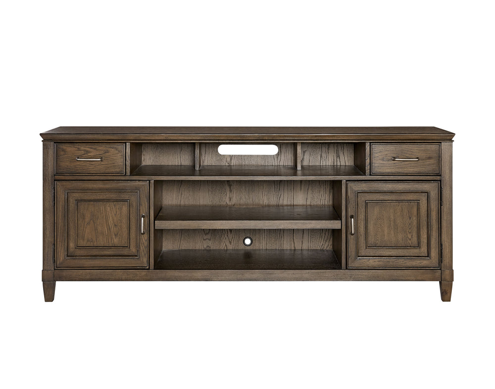 Newport 74" TV Console - Handcrafted Oak Finish with Storage, Wire Management & Soundbar Space