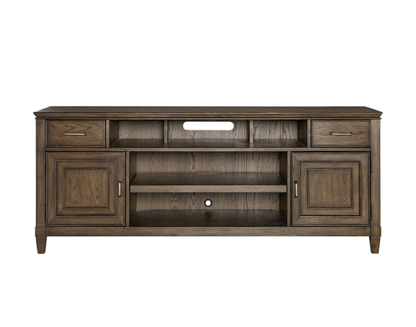 Newport 74" TV Console - Handcrafted Oak Finish with Storage, Wire Management & Soundbar Space