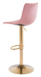 Zuo Modern Prima 100% Polyester, Plywood, Steel Modern Commercial Grade Barstool Pink, Gold 100% Polyester, Plywood, Steel