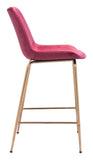 Zuo Modern Tony 100% Polyester, Plywood, Steel Modern Commercial Grade Counter Stool Red, Gold 100% Polyester, Plywood, Steel