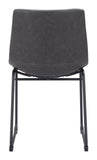 Zuo Modern Smart 100% Polyurethane, Plywood, Steel Transitional Commercial Grade Dining Chair Set - Set of 2 Charcoal, Black 100% Polyurethane, Plywood, Steel