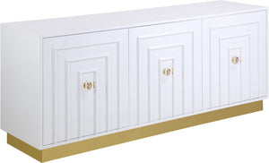 Cosmopolitan Acrylic / Engineered Wood / Stainless Steel Contemporary White Lacquer Sideboard/Buffet - 70" W x 18" D x 30" H