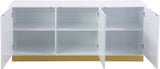 Cosmopolitan Acrylic / Engineered Wood / Stainless Steel Contemporary White Lacquer Sideboard/Buffet - 70" W x 18" D x 30" H