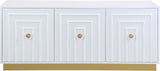 Cosmopolitan Acrylic / Engineered Wood / Stainless Steel Contemporary White Lacquer Sideboard/Buffet - 70" W x 18" D x 30" H