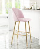 Zuo Modern Cozy 100% Polyester, Plywood, Steel Modern Commercial Grade Barstool Pink, Gold 100% Polyester, Plywood, Steel